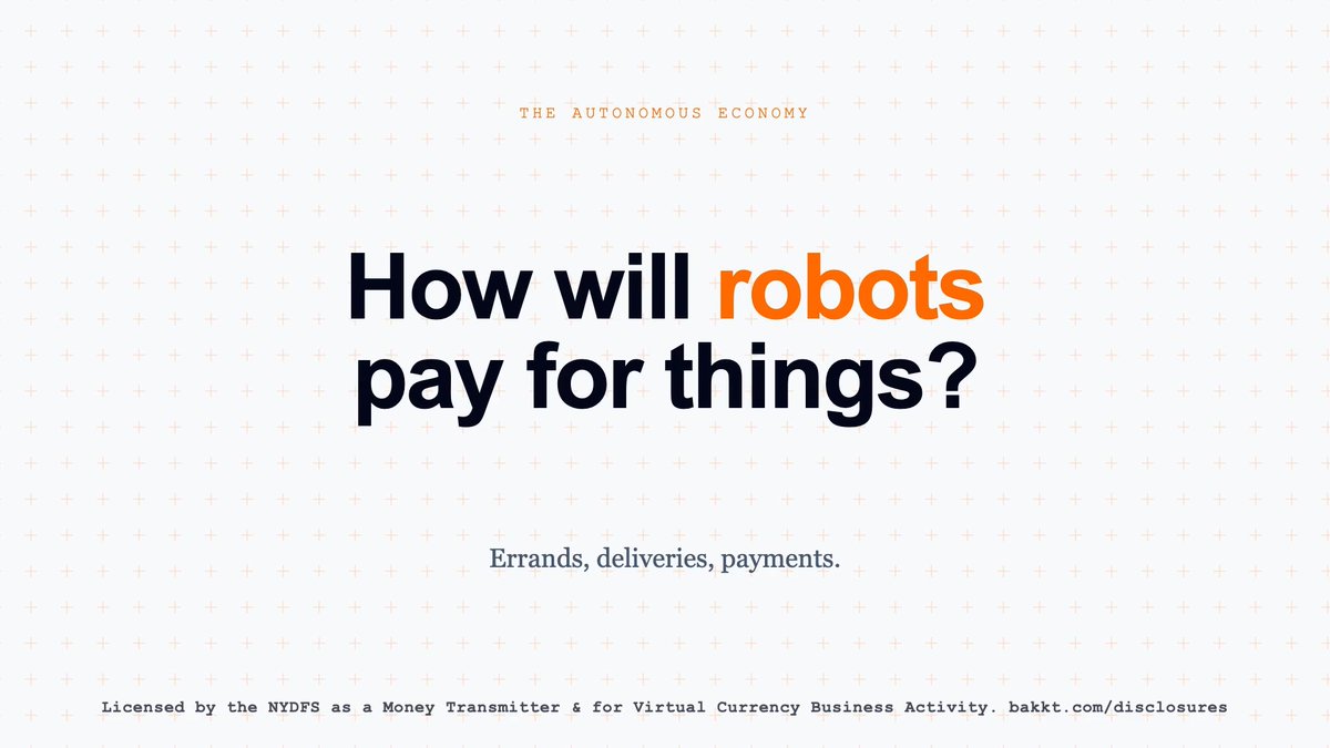 Future tech x payment rails. Autonomous apps and machines can't use traditional credit cards. They need programmable payment flows, automated compliance, and on demand settlement. Bakkt is building the infrastructure powering the next generation of finance. Learn more: For important information: