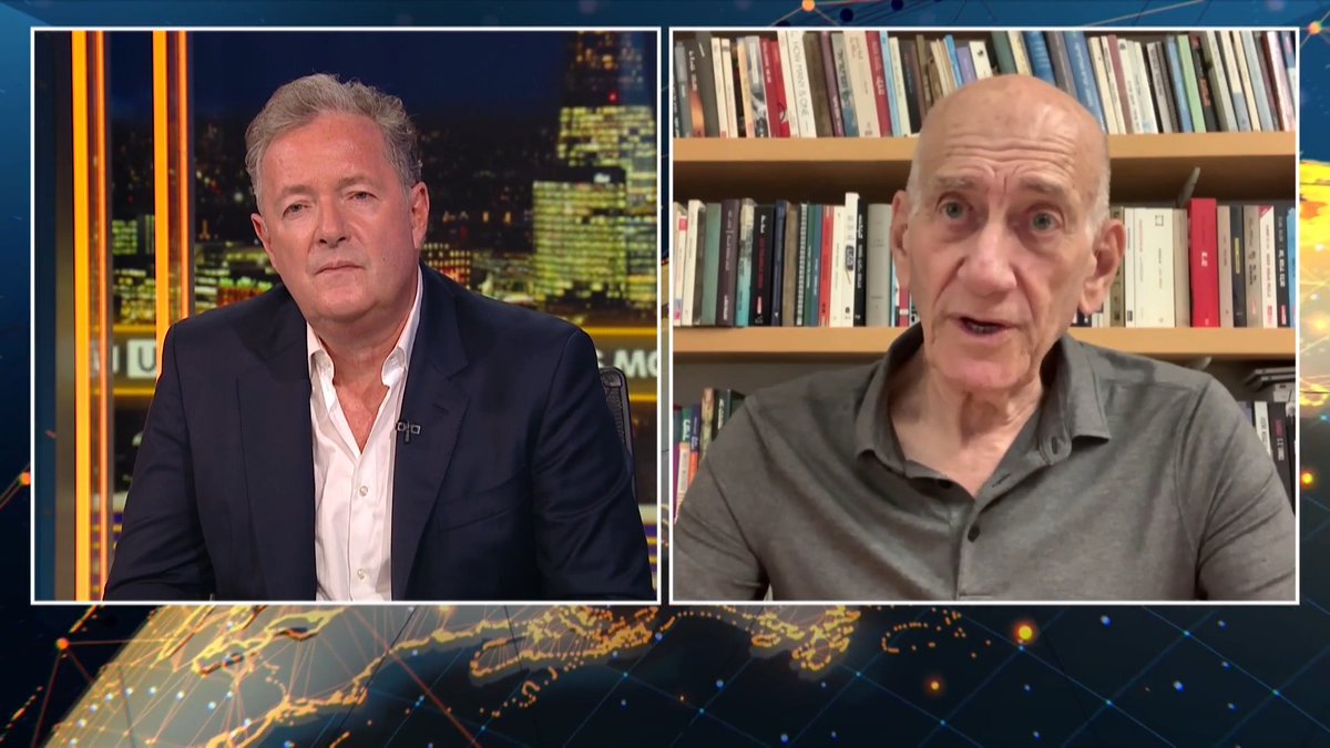 "This is obnoxious - totally intolerable and unacceptable and unforgivable." Watch more of former Israeli PM Ehud Olmert speaking to Piers Morgan about Netanyahu's government 👇 📺 Piers Morgan