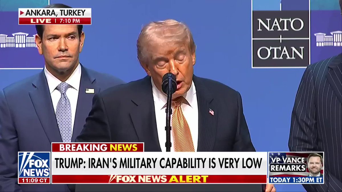 JUST IN: President Trump announces a massive push for NATO allies to increase their defense spending to a record-breaking 5%. "This year we invested a record $1 trillion in our armed forces, and we're going to be asking for 1.5 trillion coming up.” “We have the money being spent on the best equipment anywhere in the world. In the working session this morning, we discussed the progress other members are making toward the 5% target, and they're making great progress." "Many of these countries are very rich, by the way. We don't have to feel sorry or them."