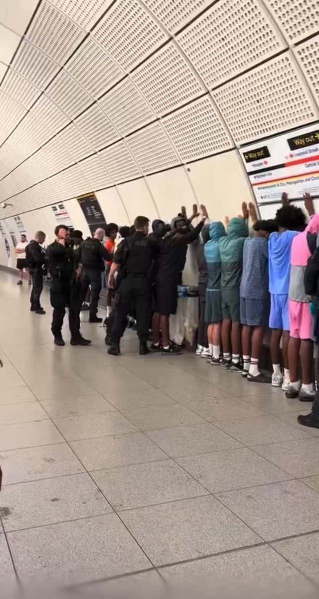 Video of British armed police conducting a massive stop and search of youths in Liverpool Street station yesterday.