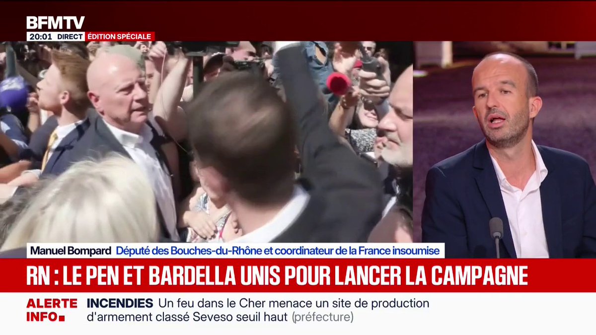 "Je pense que Marine Le Pen est une délinquante", affirme Manuel Bompard, coordinateur de La France insoumise