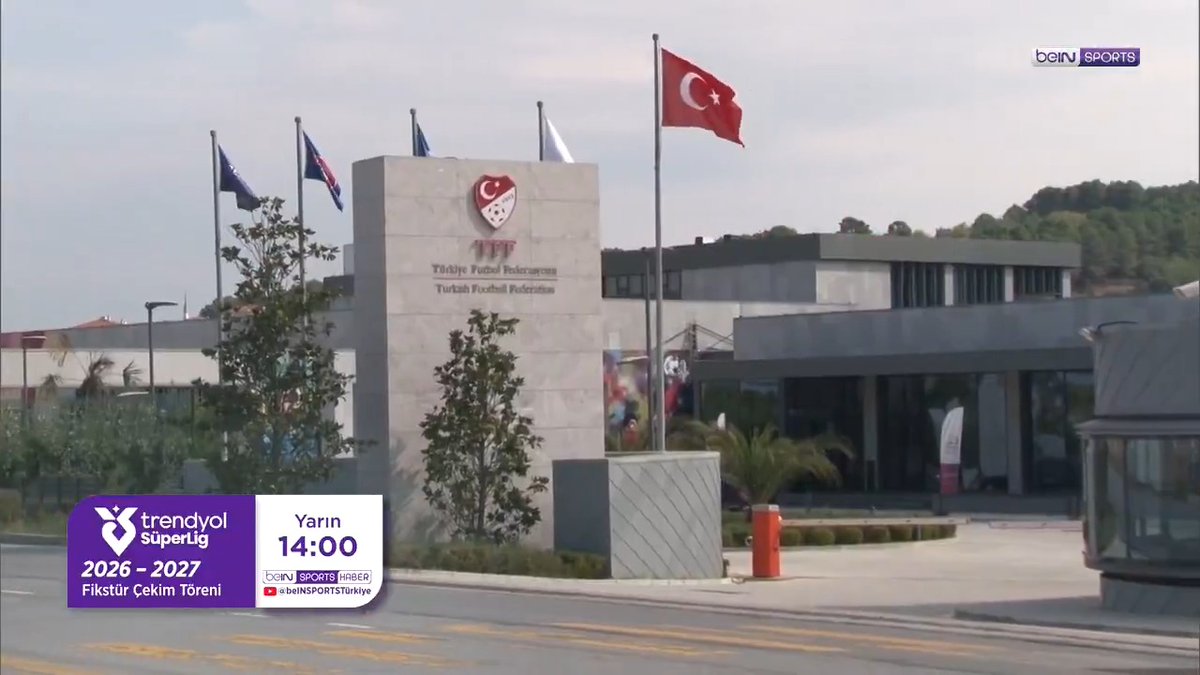 ✨ Trendyol Süper Lig'de 2026-2027 sezonu fikstür çekimi töreni, canlı yayınla #beINSPORTS ekranlarında! 🗓️ Yarın ⏰ 14.00 📺 #beINSPORTSHABER & #beINSPORTS Türkiye YouTube Kanalı