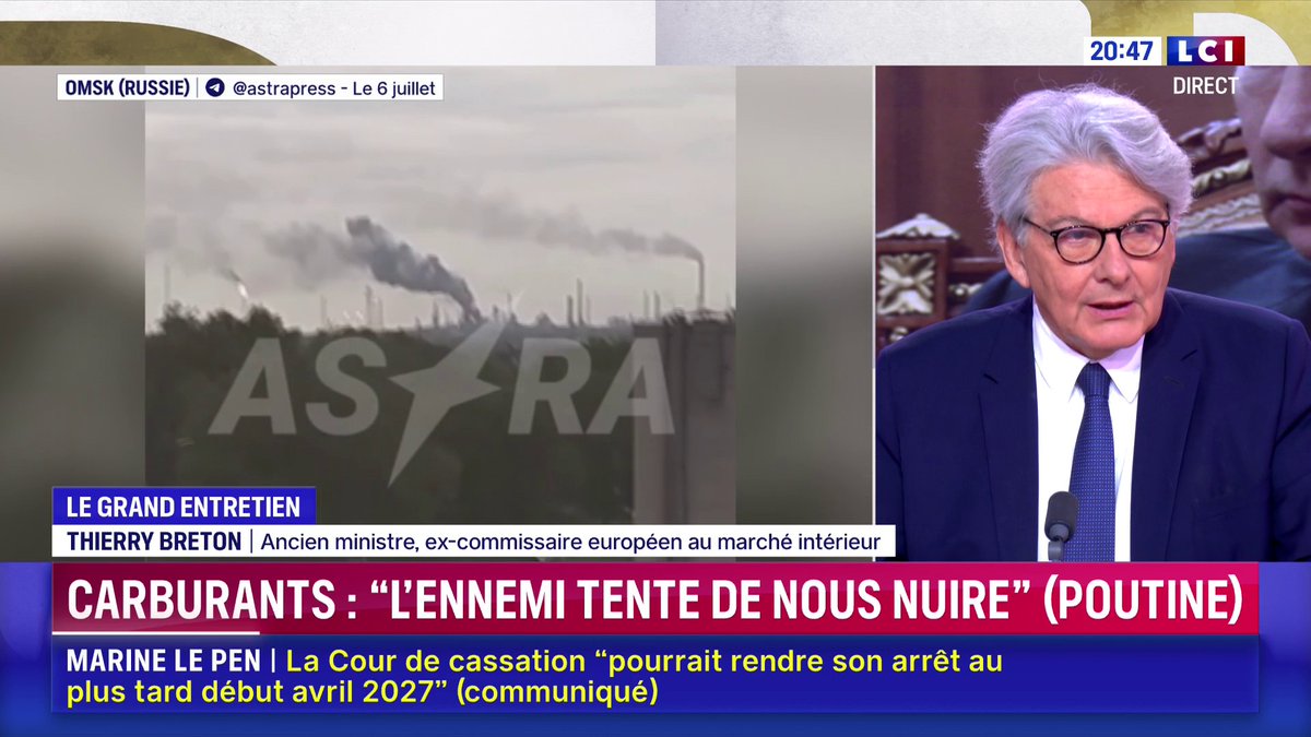 "Poutine est dans une impasse, la Russie aujourd'hui est dans une impasse et c'est pour cela que ça devient dangereux ", Thierry Breton ▶️ Darius Rochebin