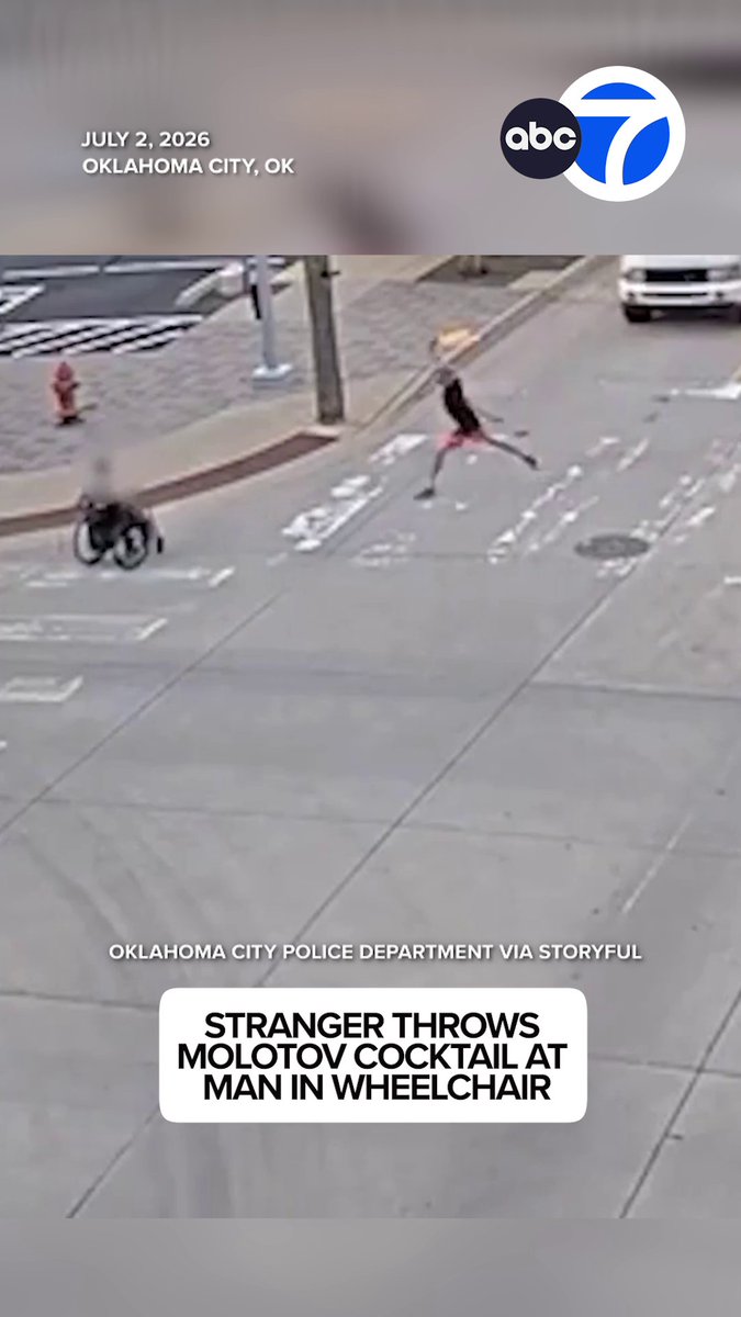 SHOCKING: Police in Oklahoma City arrested a man who allegedly threw a Molotov cocktail at another man in a wheelchair on July 2. The victim was treated for minor injuries and was expected to recover.