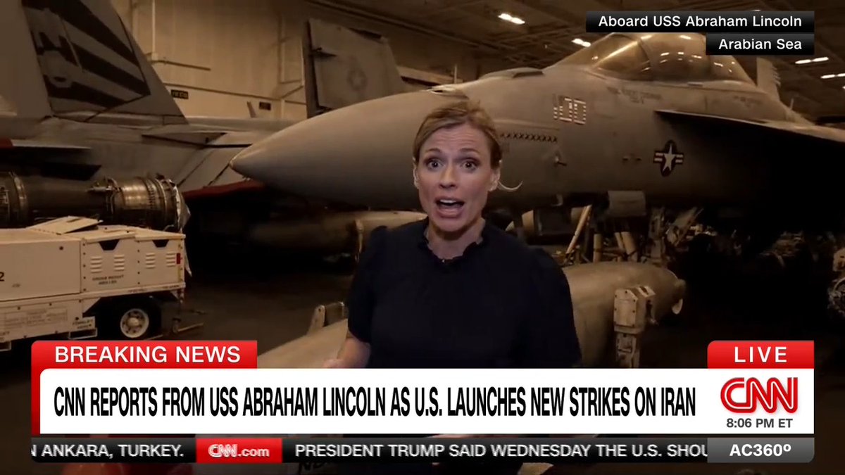 CNN's Pamela Brown talks with Anderson from aboard the USS Abraham Lincoln in the Arabian Sea as the US launches a second night of strikes on Iran.