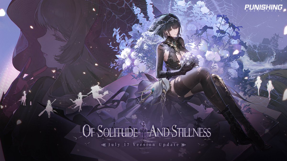 [Punishing: Gray Raven | Of Solitude and Stillness PV] Beneath the desolate curtain of rain, the spider's threads drift between obsession. The tide hums softly, and the living ring Port Podesta's evening bell. There, the man longs for a miracle.