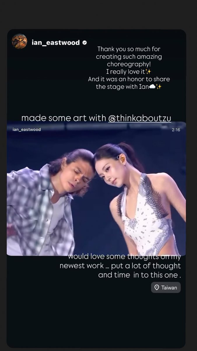 TZUYU: "Thank you so much for creating such amazing choreography! I really love it ✨ And it was an honor to share the stage with Ian ☁✨"