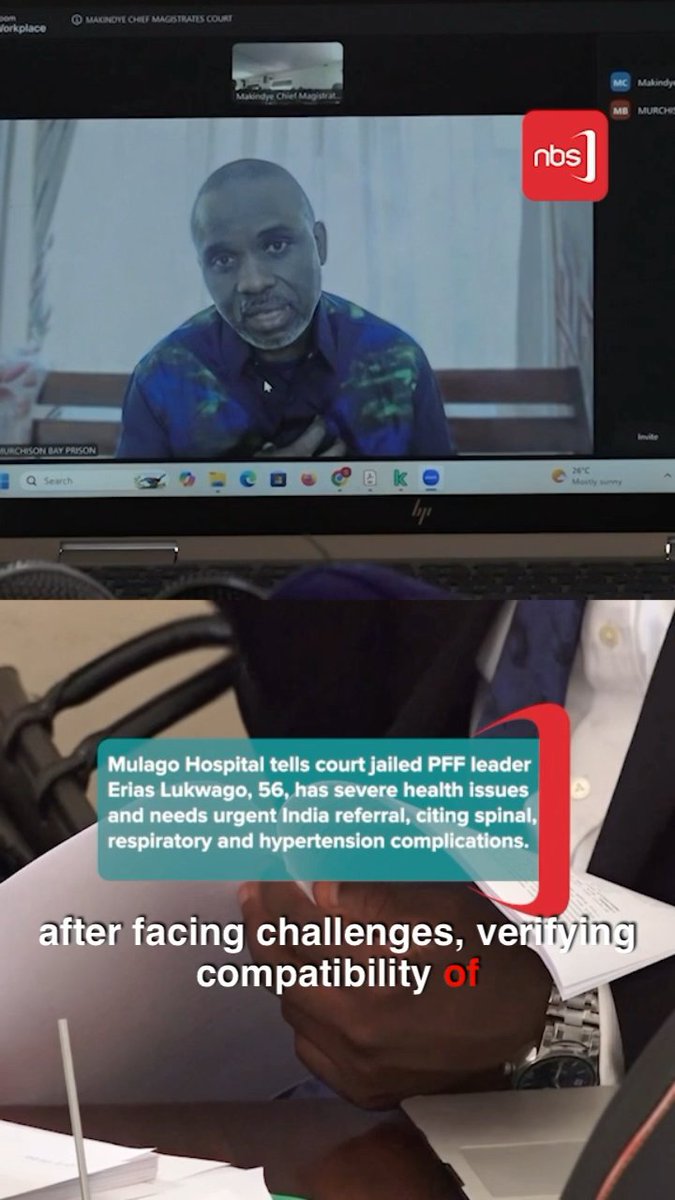Mulago Hospital tells court jailed PFF leader Erias Lukwago, 56, has severe health issues and needs urgent India referral, citing spinal, respiratory and hypertension complications. Shamim Nabakooza #NBSUpdates #NBSAt18