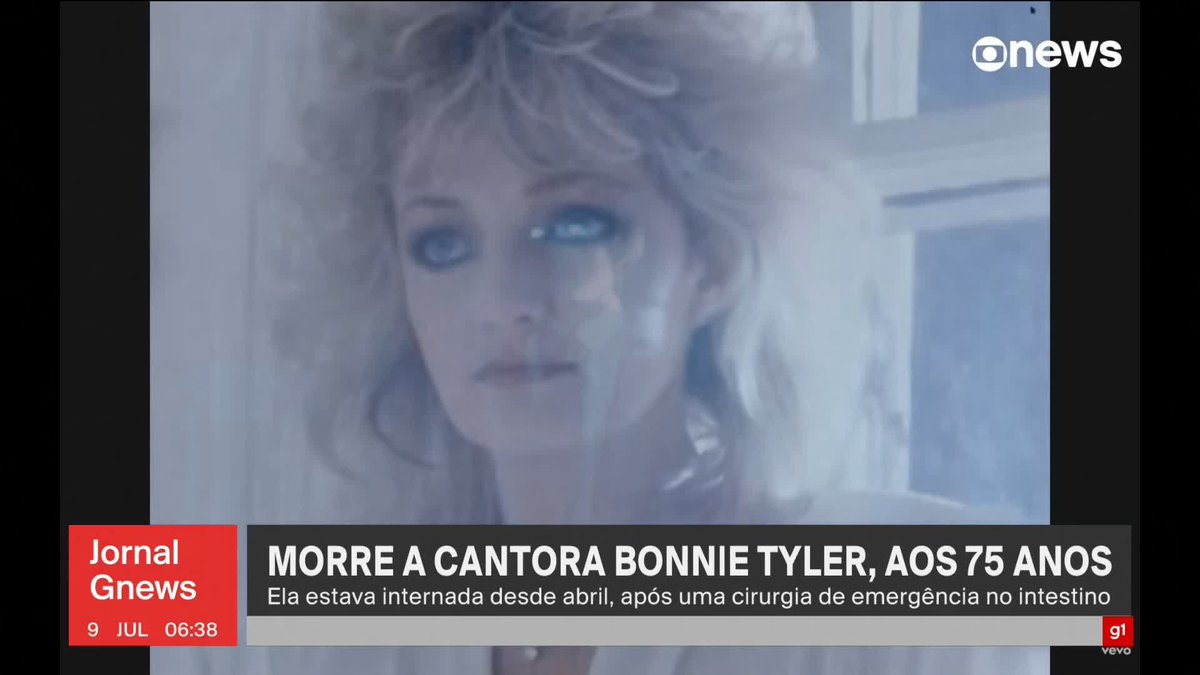 Morreu, aos 75 anos, a cantora britânica Bonnie Tyler. Ela estava internada após uma perfuração no intestino. ➡️Assista à #GloboNews: #jornalglobonews #luto #música #suceso