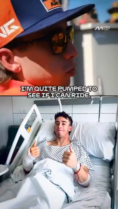 Fresh from carpal tunnel surgery, but pumped to hop on the bike again 💪 Pedro Acosta #GermanGP 🇩🇪
