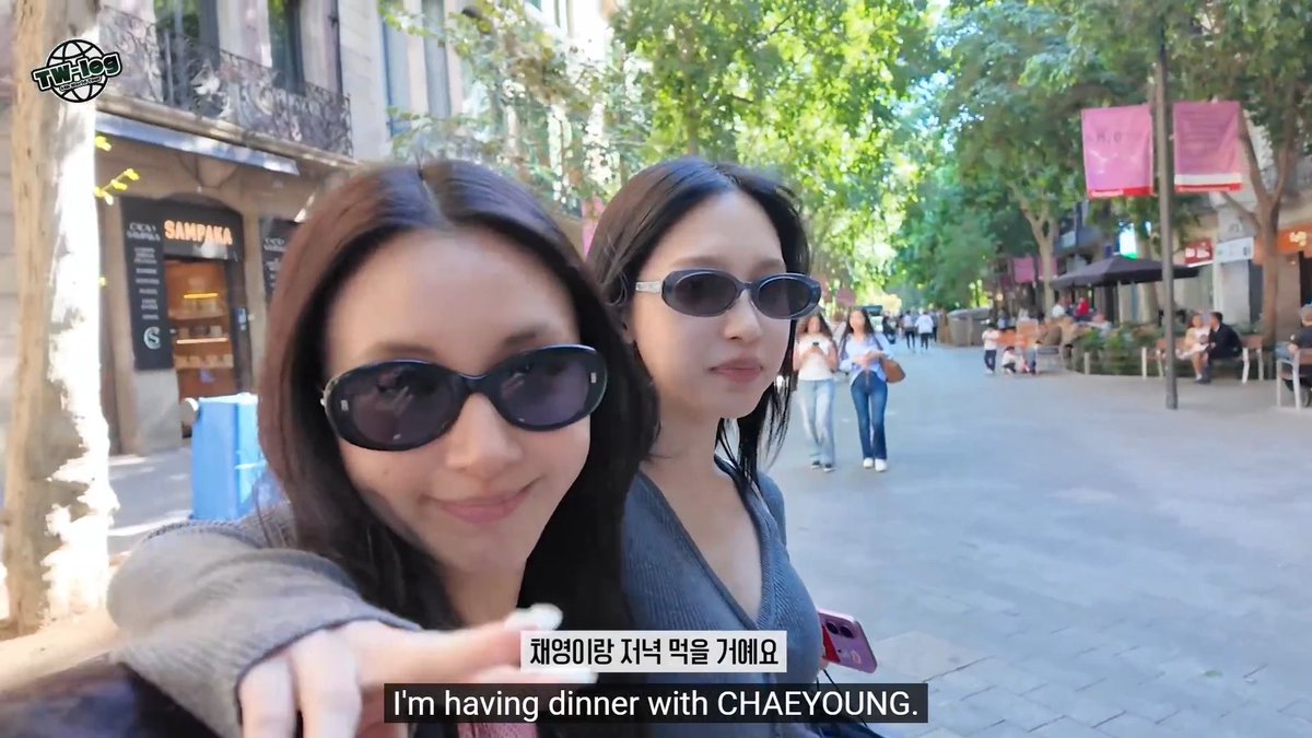 Mina and Chaeyoung date in Barcelona with the caption saying it's basically a MiChaeng 2WICE date, as it fades to black to leave them for some alone time 😭
