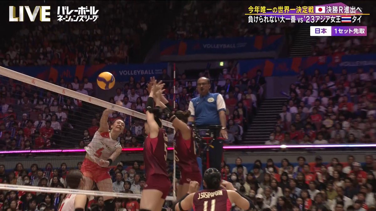 / #バレーボールネーションズリーグ ✨🎌 📺地上波TBS系列放送中📺 \ 【日本ラウンド 第2戦】 🇯🇵日本 ㉕ ㉕ 2️⃣ 🇹🇭タイ ⑮ ㉑ 0️⃣ 解説も絶賛👏 #石川真佑 選手のインナースパイク💫 日本が接戦を制しセット連取💥 #VNL2026