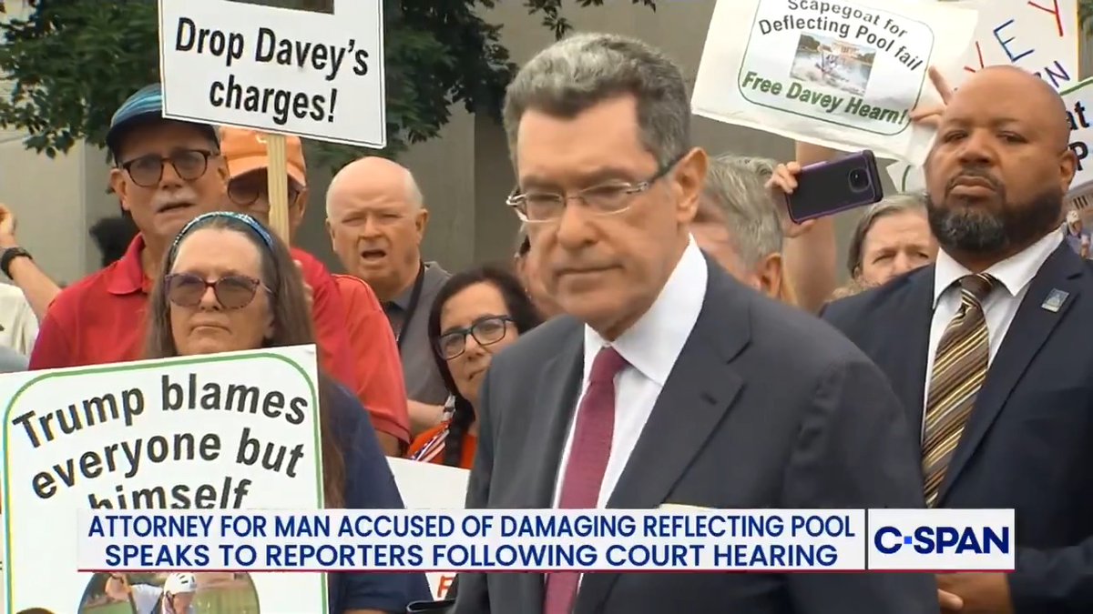 .Norm Eisen, attorney for former Olympian David Hern: "Today, Davey Hern pled not guilty — because he is not guilty. If Mr. Hearn can be charged with a felony for touching the reflecting pool, every American is at risk and every American should be alarmed at this prosecution."