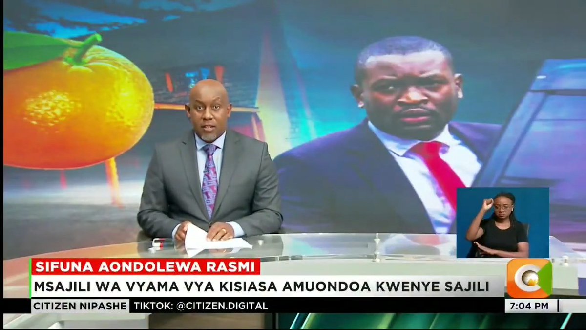 Sifuna Aondolewa Rasmi: Msajili wa vyama vya kisiasa amuondoa kwenye sajili Msajili mkuu wa vyama apokea barua ya ODM kumtimua Hatua ya ODM ya kumbandua Sifuna ilifuata sheria #CitizenNipashe