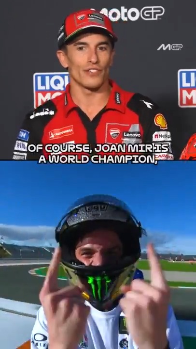 From one Champion to another 🤝 Marc Márquez gives a piece of advice to @joanmirofficial who's on his way to @gresiniracing 💡 #GermanGP 🇩🇪