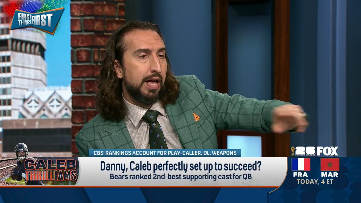“I think this overrates the Bears supporting cast. I think they have an average OL & an average RB room... It’s almost making it to where anything short of being an MVP finalist, what’s wrong with Caleb?” nick wright thinks Danny shouldn’t like the Bears being ranked so high: