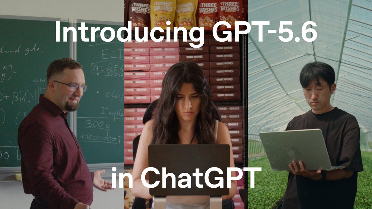Sol, Terra, and Luna, our GPT‑5.6 family of models, are starting to roll out now in ChatGPT, Codex, and the API.