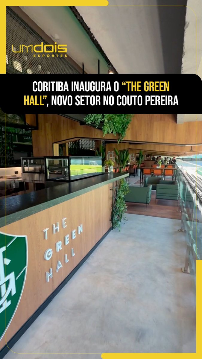 Uma nova experiência no Couto. 🏟️ O Coritiba apresentou o seu mais novo espaço dentro do Couto Pereira, o "The Green Hall". O espaço fica no setor social, Evangelino Costa Neves, e representa "mais um passo na modernização da casa coxa-branca". 🎥 Setta | UmDois Esportes