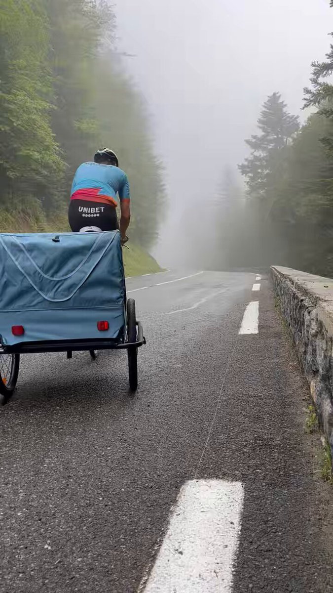 Luckily, my record ascent of the Col du Tourmalet on a 50-year-old bike with a bike buggy is still unbeaten! #TDF2026