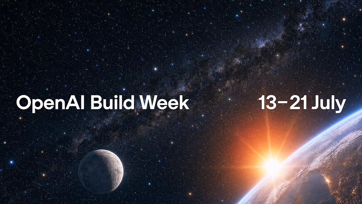 OpenAI Build Week is here. The challenge starts July 13. Across the week, join live sessions and community events with builders around the world. Registration is open. Bring the idea sitting in your backlog. Build it with Codex.