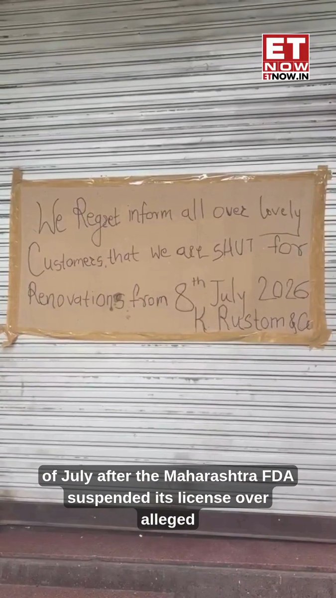 #WATCH | Mumbai's iconic K Rustom under the scanner The Maharashtra FDA has suspended the ice-cream parlour's licence over alleged food safety and hygiene violations - Akanksha Kumawat with the ground report #KRustom #MaharashtraFDA #foodsafety #ETNDigitalFirst