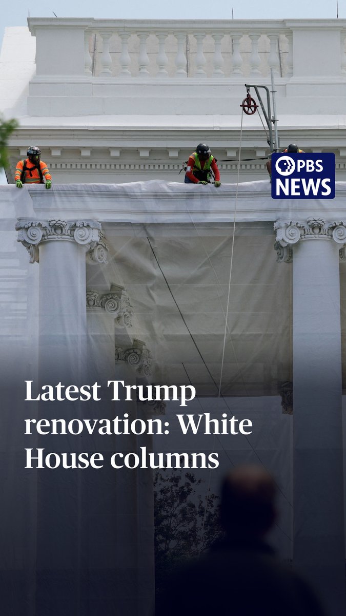 With scaffolding and a tarp now up on the North Portico, the White House appears to be undergoing some sort of additional construction or restoration work. Since the start of his second term, President Donald Trump has started several projects to remake the nation's capital, including the destruction of the White House's East Wing to make room for a new ballroom. He's also seeking to construct an arch outside Arlington National Cemetery. PBS News' Liz Landers (Liz Landers) asked the Trump administration for more about what's happening. Here's what she found out.