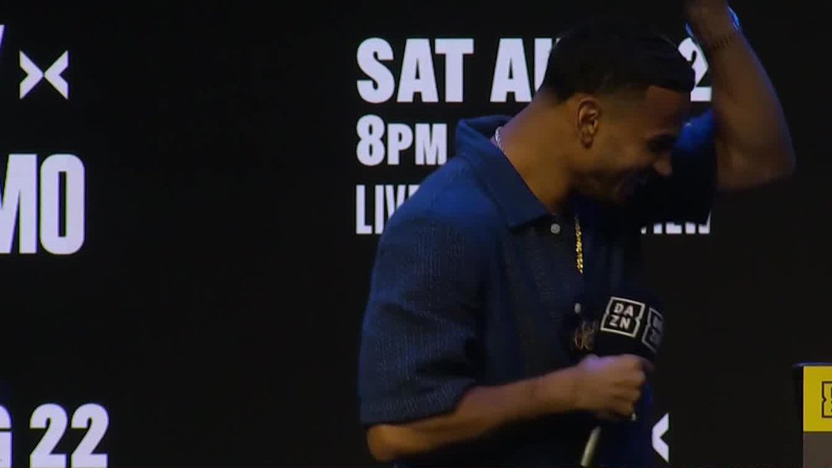 "What you got Devin Haney on stage for?" 🤣 Teofimo brought gifts to Rolly #RollyTeofimo | Aug 22 | Live on DAZN and DAZN on Prime. ▪️