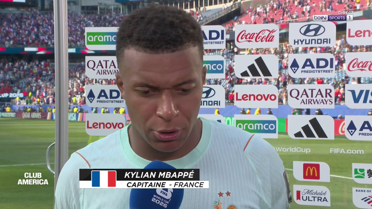 🏆🌎#ClubAmerica 🗣 Kylian Mbappé : « Ce qui nous attend est encore plus dur que ce qu'on a passé » 🇫🇷 Le capitaine des Bleus se veut également rassurant sur sa cheville et sa sortie du terrain #beINFWC2026