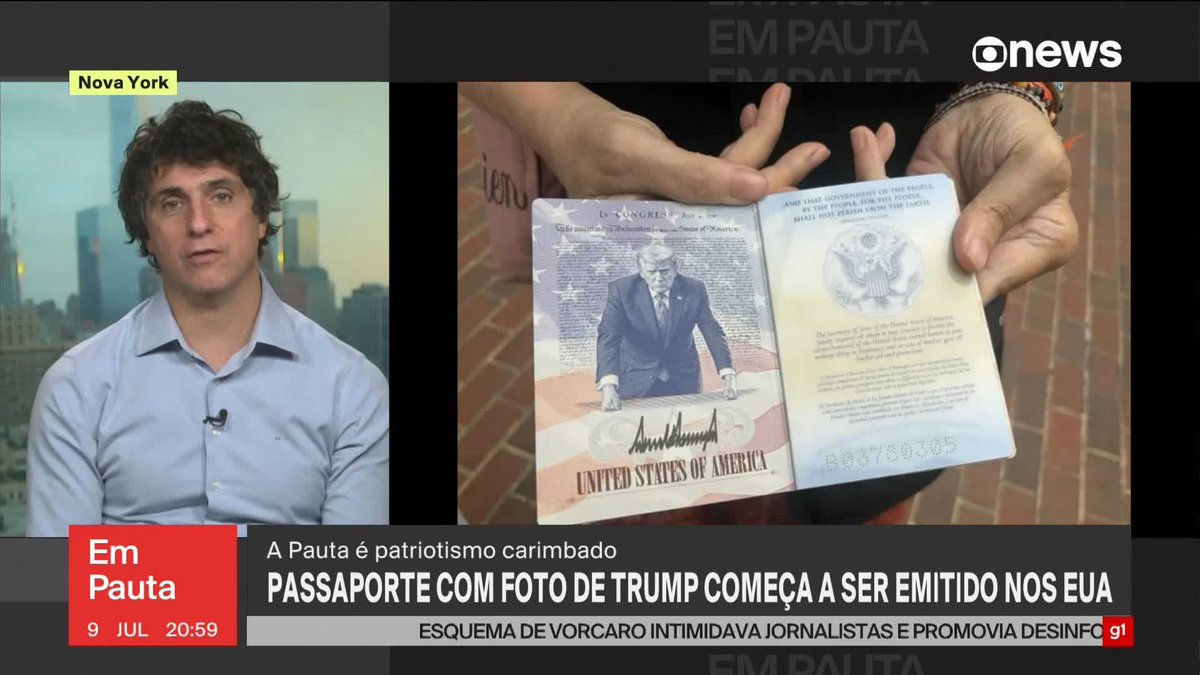 O passaporte estampado com foto de Donald Trump começa a ser emitido nos EUA, e há americanos encontrando formas de "driblar" essa edição. No #EmPauta, Guga Chacra explica o caso. ➡ Assista à #GloboNews ao vivo: