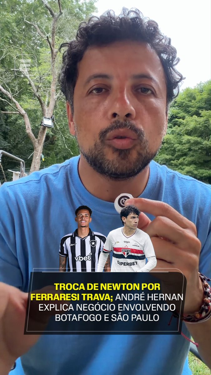 ATUALIZAÇÃO! ⚽ André Hernan informa que caiu a negociação de empréstimo entre Botafogo e São Paulo por Newton e Ferraresi. Porém, o meio-campista do Glorioso ainda vestirá o manto do Tricolor Paulista! #FutebolNaESPN