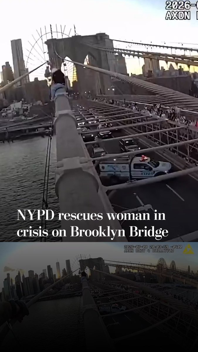 Bodycam footage released by the New York City Police Department shows the rescue of a woman in crisis who climbed the Brooklyn Bridge. After nearly an hour of conversation, officers were able to get the woman down from the bridge.