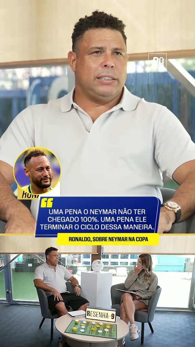 UMA PENA! 😞😓🇧🇷 Ronaldo lamentou Neymar não ter chegado 100% fisicamente para disputar a Copa do Mundo e elogiou MUITO o legado do craque na Seleção Brasileira. (via @ronaldo) #ESPN2026 #FIFAWorldCup