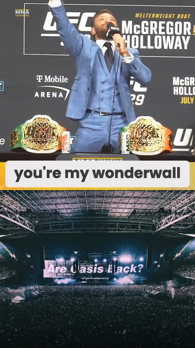 Conor McGregor serenades the Las Vegas crowd with "Wonderwall" at the #UFC329 press conference 😂