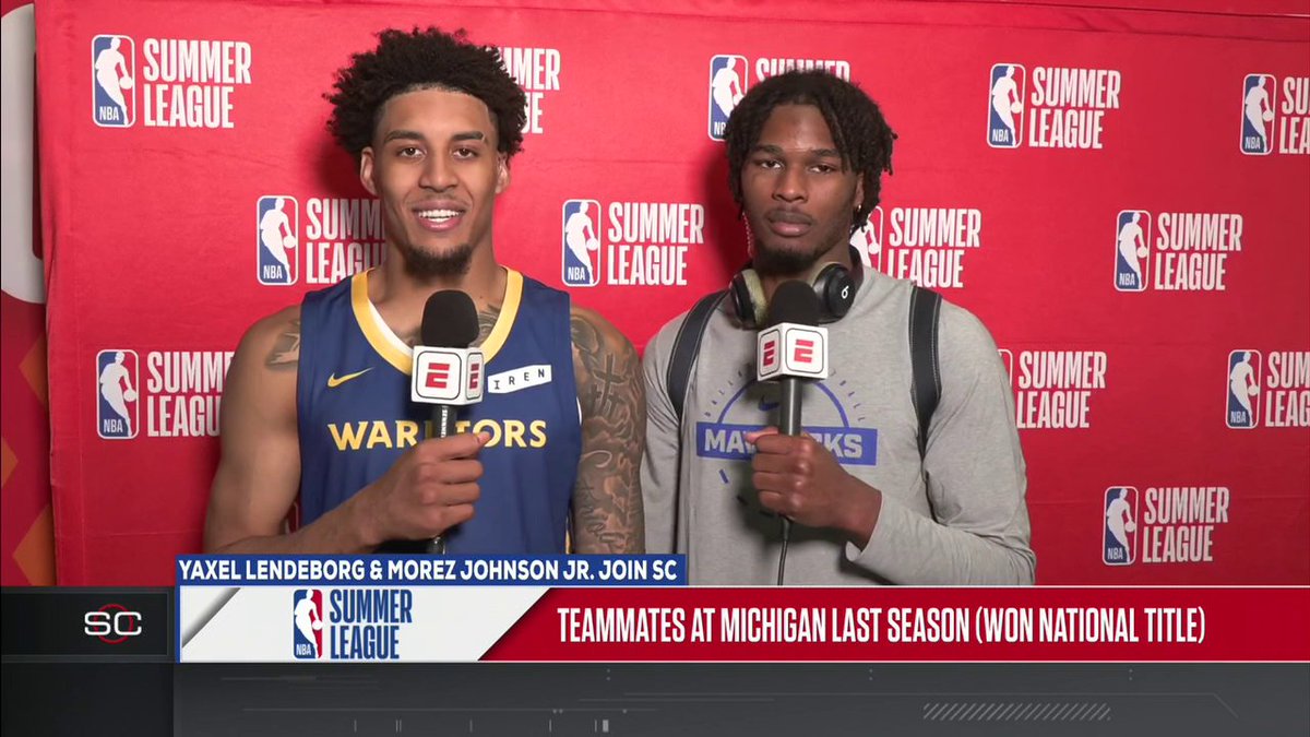 "You get used to playing with someone for so long and finally having to go against them is crazy. ... Something we'll remember for the rest of our life." Morez Johnson Jr. and Yaxel Lendeborg share what it feels like to go from teammates to competitors in the NBA 🏀