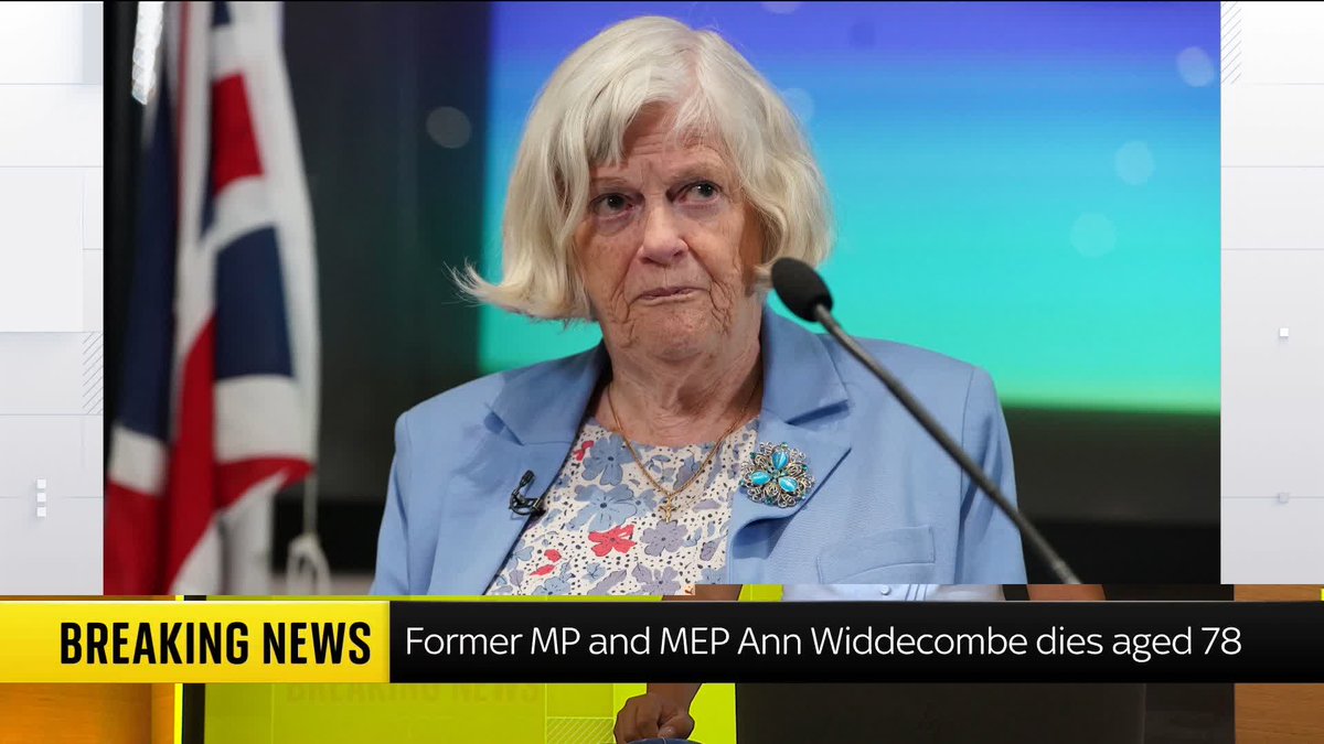 BREAKING: The former minister, MP, and MEP Ann Widdecombe has died aged 78. 📺 Sky 501, Virgin 602, Freeview 233, and YouTube