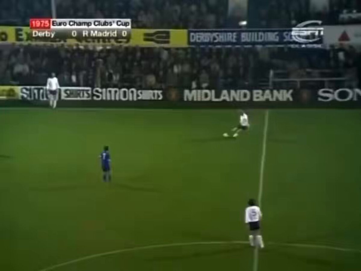 And the scorer of this absolute belter for Derby County, in the European Cup against Real Madrid in 1975. Commentator Barry Davies