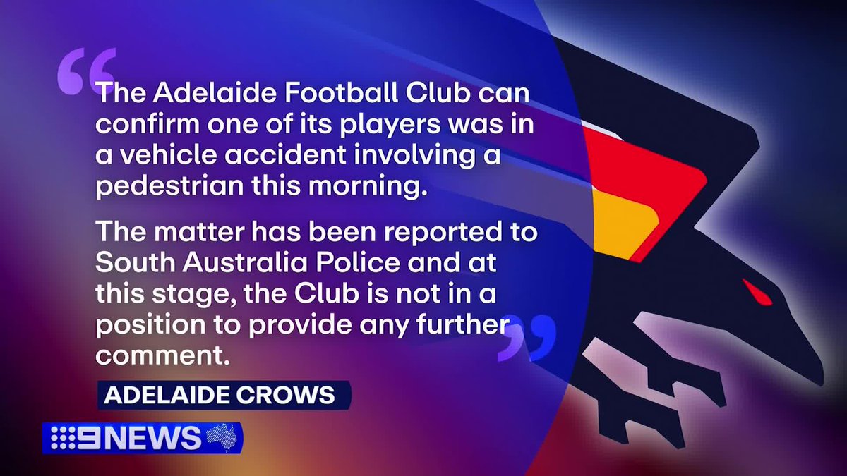 #BREAKING: Adelaide Crows star Josh Worrell is being investigated by police, after hitting a pedestrian while driving to training this morning. #9News