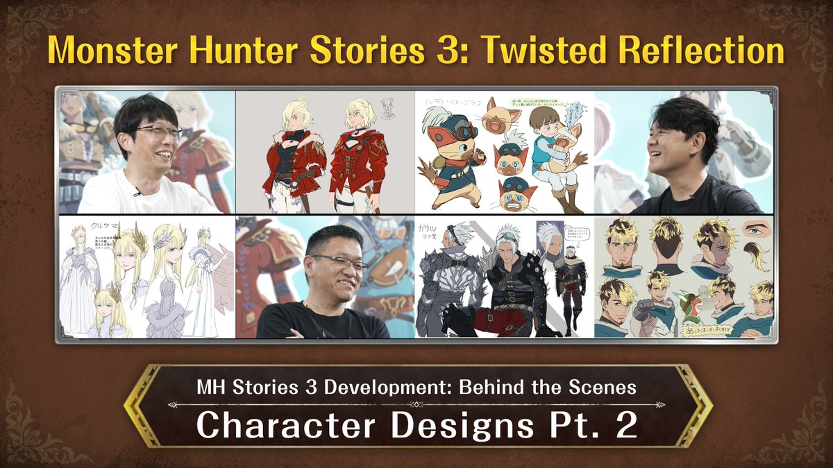 📘 #MHStories3 Dev Diaries 61 📕 Part 2 of our Monster Hunter Stories 3: Twisted Reflection behind-the-scenes delves further into the creation of the game's colorful cast of characters! Feat: Executive Producer Ryozo Tsujimoto Director Kenji Oguro Art Director Takahiro Kawano
