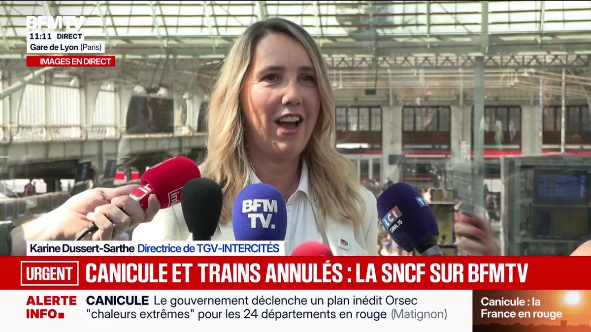 Canicule: la SNCF ne peut garantir à 100% la circulation de tous les trains, mais "a priori tout va bien se passer"