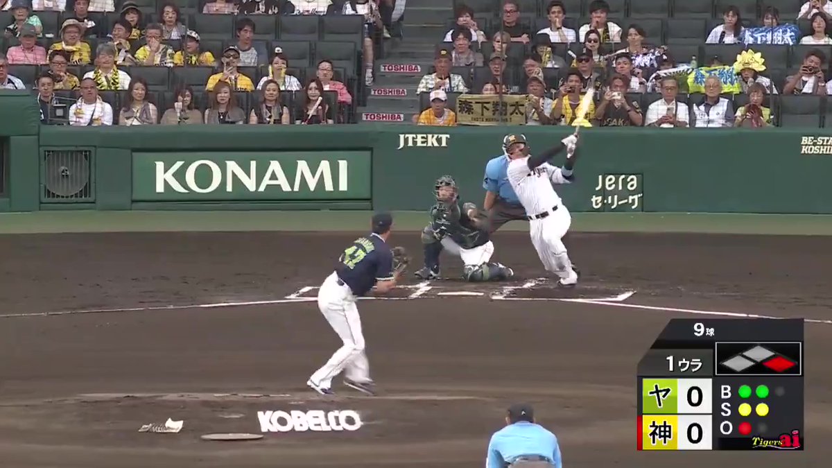 1回裏、一死1塁から森下選手が右中間を破る先制タイムリーツーベースヒットを放つ！