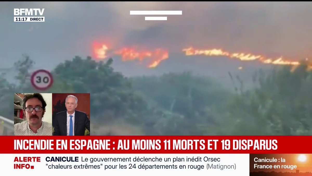Incendie en Espagne: le bilan s'alourdit avec au moins 23 disparus et 11 morts