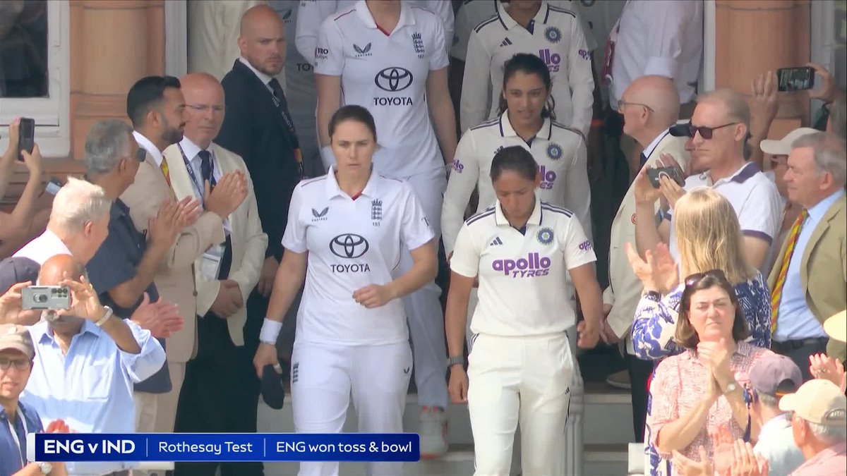 An incredible moment as the teams walk out for a historic first Women's Test at Lord's 🙌