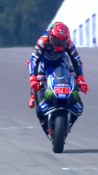 Fabio Quartararo casually treating the fans to a rolling stoppie 🤩 #GermanGP 🇩🇪