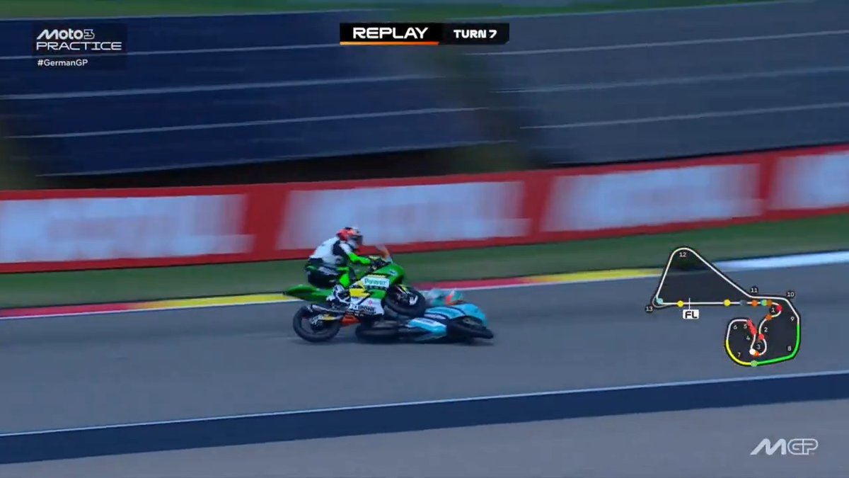 Another big crash at Turn 7, for Pini and Cruces 💥 Thankfully they both walked away 🆗 #GermanGP 🇩🇪