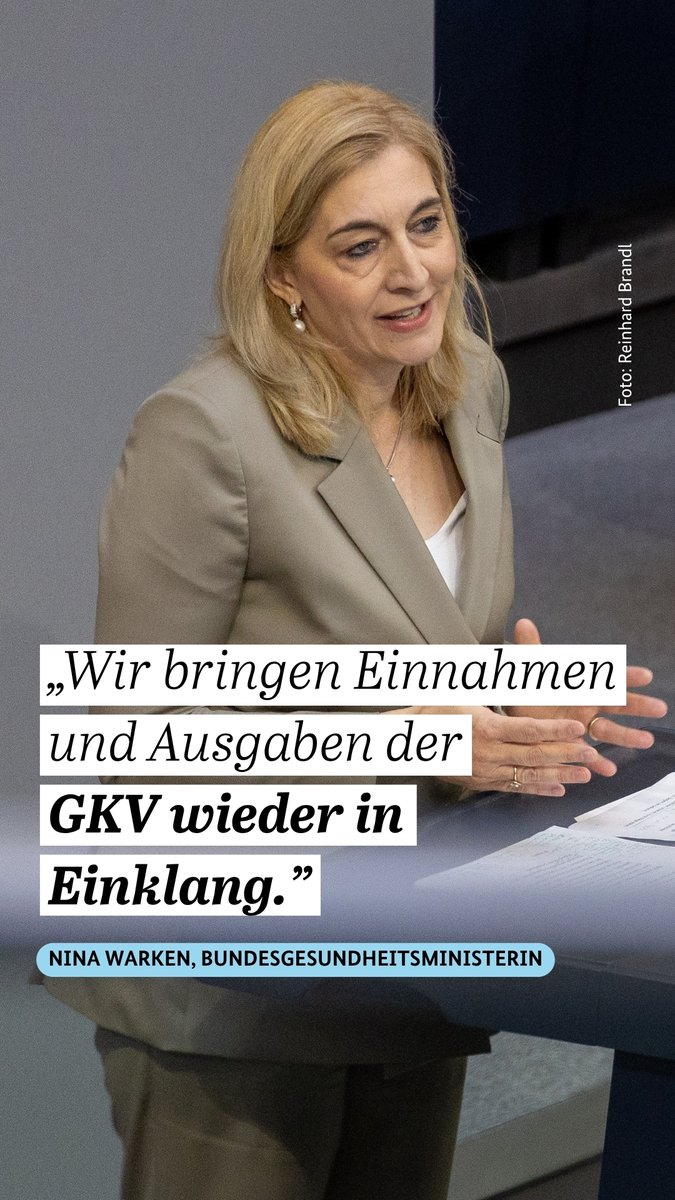 🎯 „Wir bringen Einnahmen & Ausgaben der gesetzlichen Krankenkassen endlich wieder ins Gleichgewicht“, so Nina Warken zum Beitragsstabilisierungsgesetz im Bundestag. „Damit schaffen wir eine Entlastung und die Grundlage für eine hochwertige und bezahlbare Gesundheitsversorgung.“