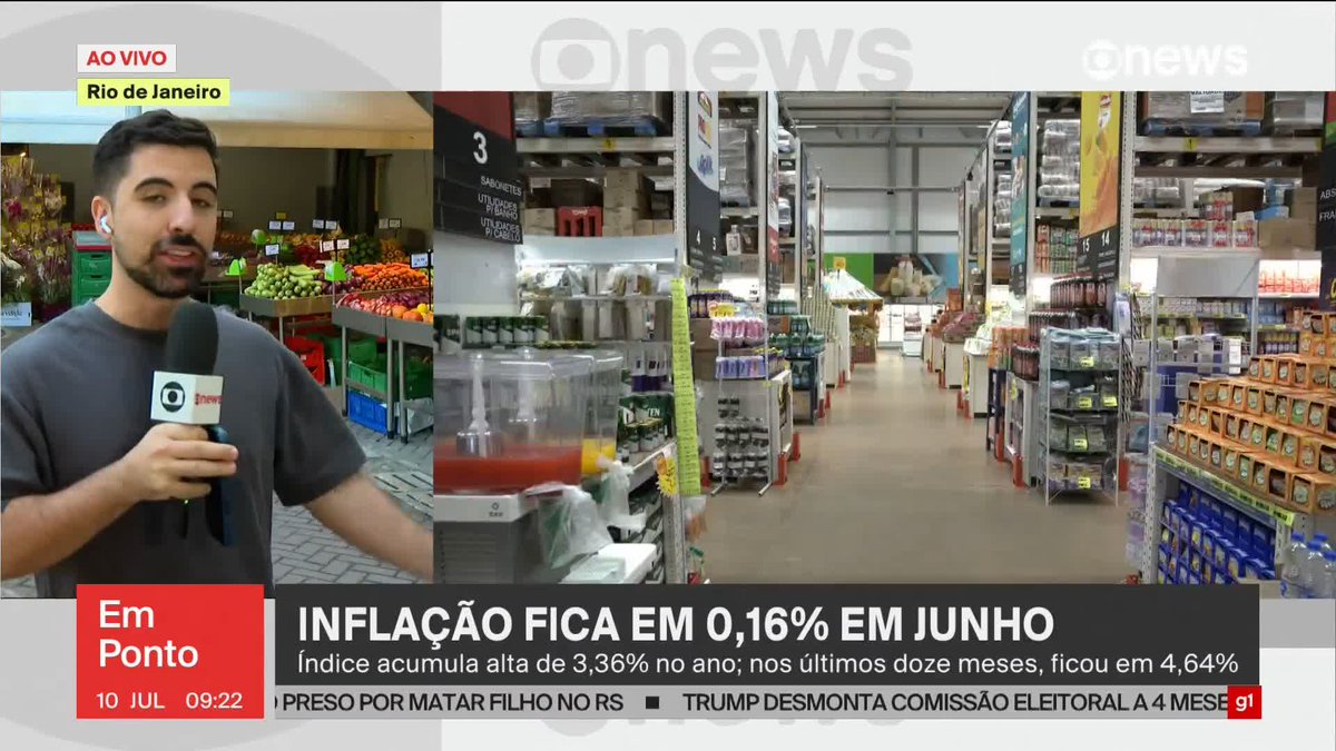 A inflação desacelerou e fechou junho em 0,16%. Dados divulgados pelo IBGE mostram queda nos preços do café moído, das frutas e das carnes. ➡️Assista à #GloboNews: #globonewsemponto #inflação #IBGE #economia
