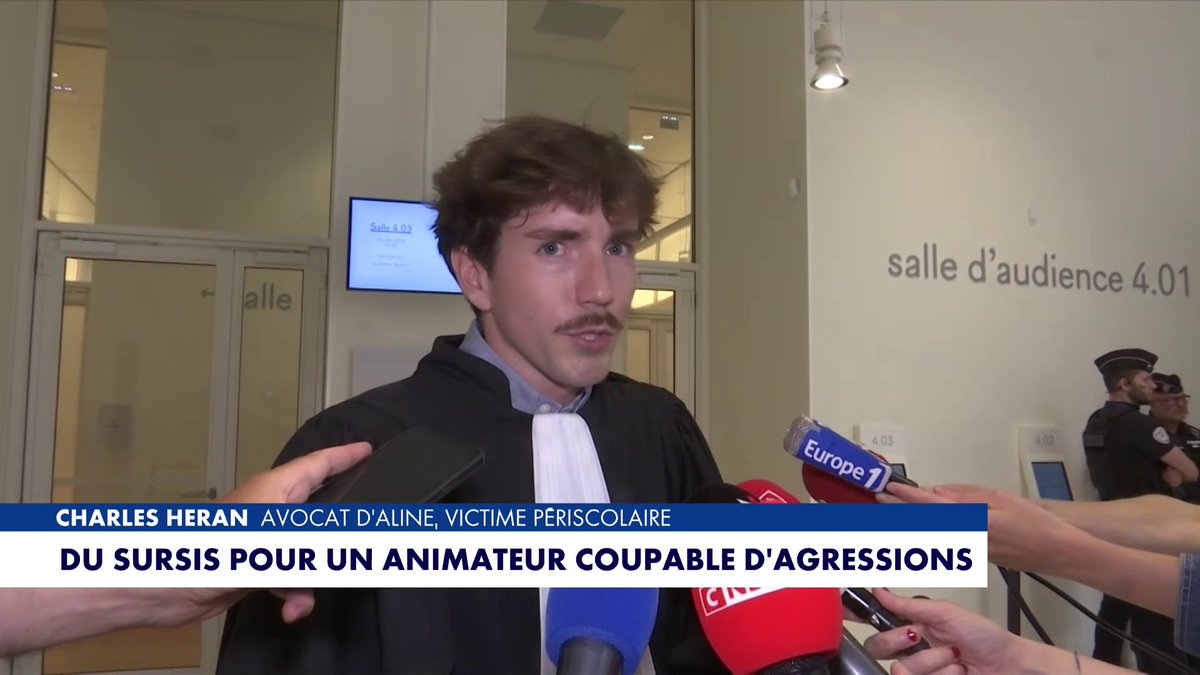 «On est très satisfaits de cette décision. C'est ce qu'on attendait», révèle Charles Heran, avocat d'Aline, victime de violences dans le périscolaire de la part de Souleymane D., condamné à 18 mois de prison avec sursis. Toute l'info est à retrouver sur