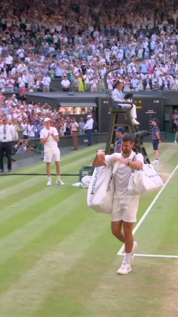 Novak Djokovic shows his love to the crowd as he walks off the court 🥹 Will this be the final time we see Novak play at Wimbledon?
