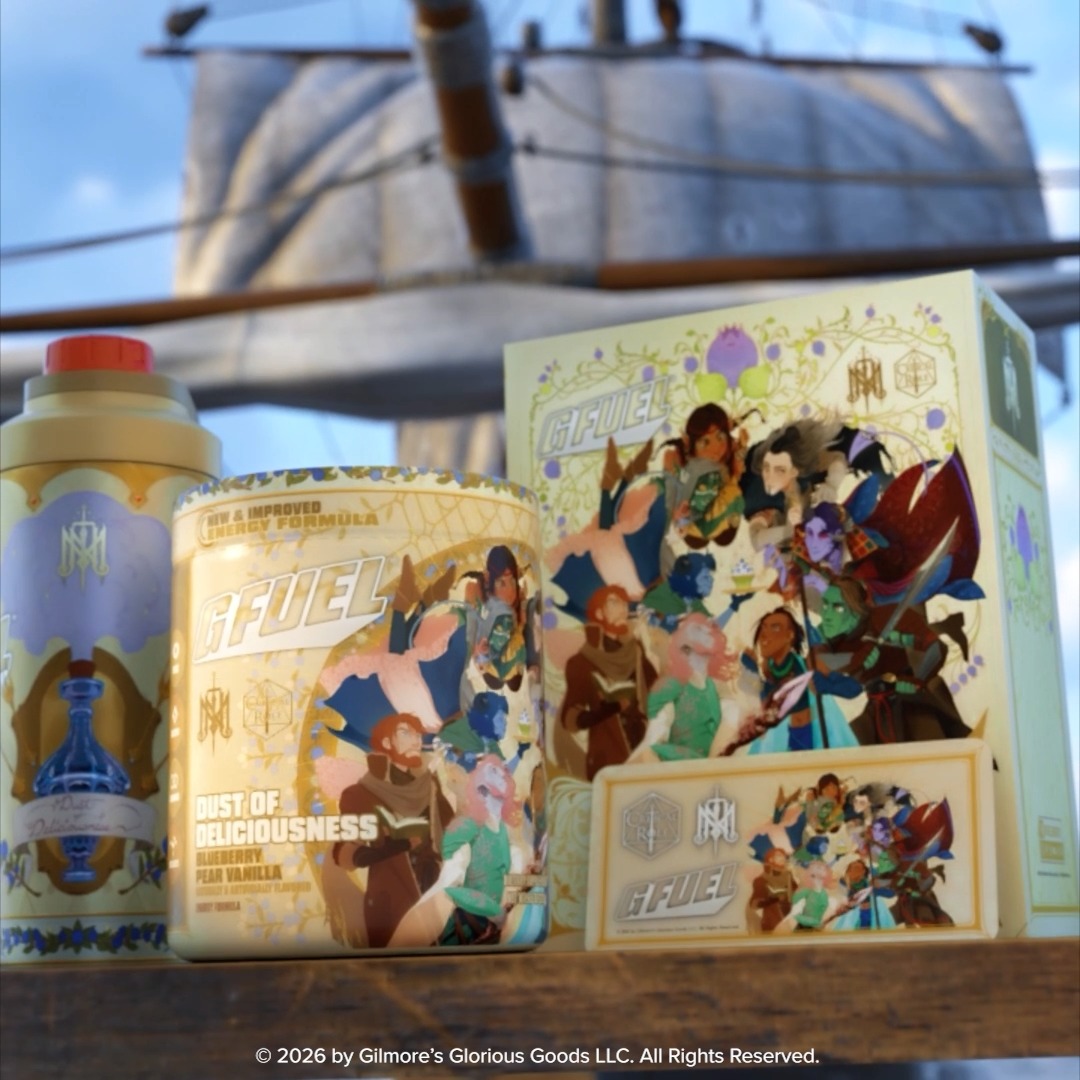 Chaos rises with the Mighty Nein.โ๏ธ The G FUEL x Critical Role collaboration is here featuring Dust of Deliciousness, a Blueberry Pear Vanilla flavor inspired by one of fantasyโs most beloved adventuring parties! โจ Crafted for Critical Role fans ๐ฒ Collectorโs Box + collectibles ๐ซ New flavor experience Shop:
