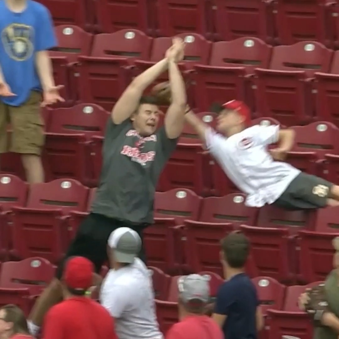 This kid deserves way more hype for this catch. Home run ball coming in, chairs in the way, other guy blocking his view, and he just fully lays out and makes the diving grab.